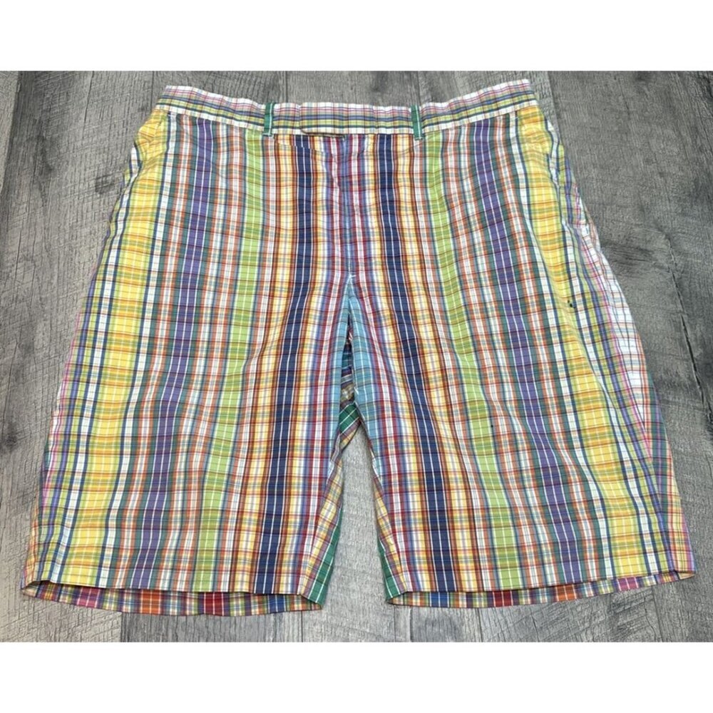 Vintage Polo Ralph Lauren Madras Shorts Mens 35 Plaid India Preppy Stains READ